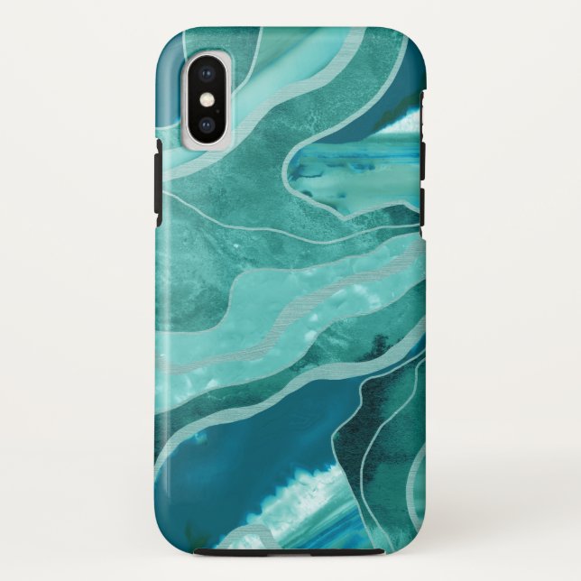 Soft Turquoise Teal Marble Agate Glam #1 #decor  Case-Mate iPhone Case (Back)