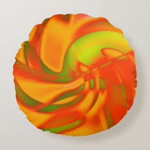 Soft twist of orange with smooth green undertone t round cushion