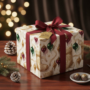 Soft Velvet Heirloom Christmas Stockings Wrapping Paper