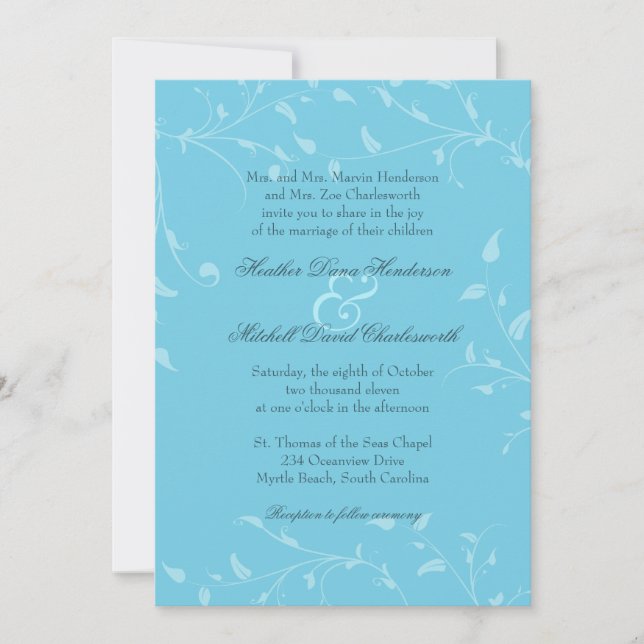 Soft Vines Wedding Invitation (Front)