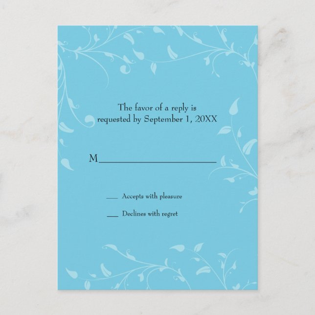 Soft Vines Wedding Reply Postcard (Front)