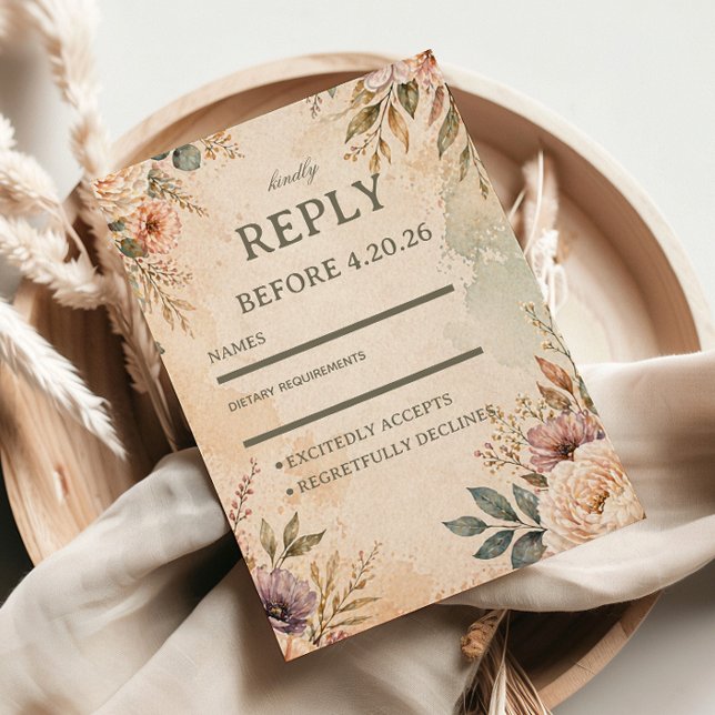 Soft Vintage Floral RSVP Card (Creator Uploaded)