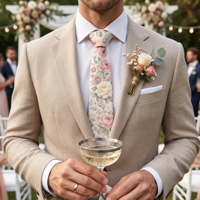 Soft Vintage Pastel Roses Tie (Creator Uploaded)