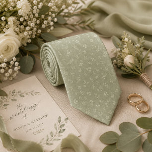 Soft Vintage Sage Green Floral Tie