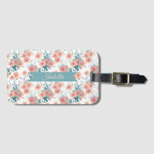 Soft Vintage Spring Pink Floral Personalized Luggage Tag