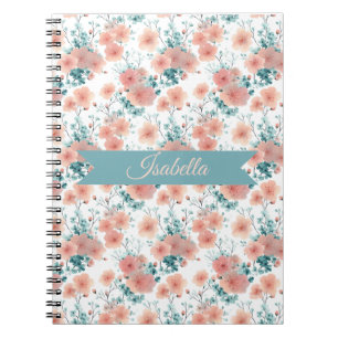 Soft Vintage Spring Pink Floral Personalized Notebook