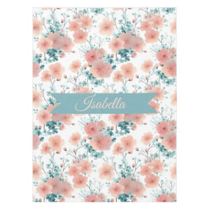 Soft Vintage Spring Pink Floral Personalized Tablecloth