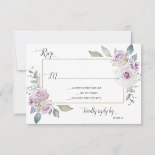 Soft Violet Lavender Purple Gold Roses RSVP