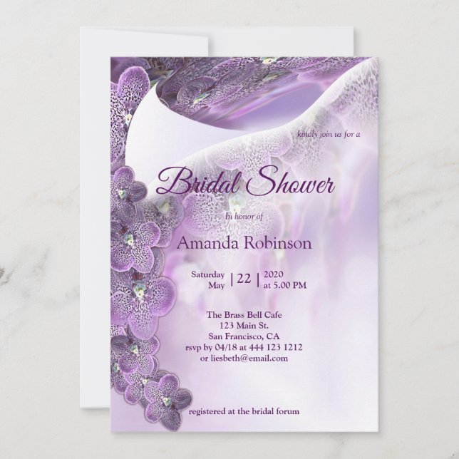 Soft Violet Orchid Bridal Shower Invitation (Front)