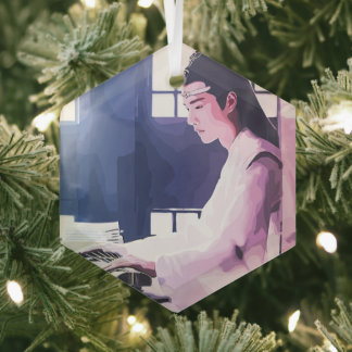 Soft Wangji Playing the Zither Glass Tree Decoration