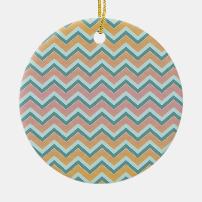 Soft Warm Colours ZigZag Ceramic Tree Decoration (Front)
