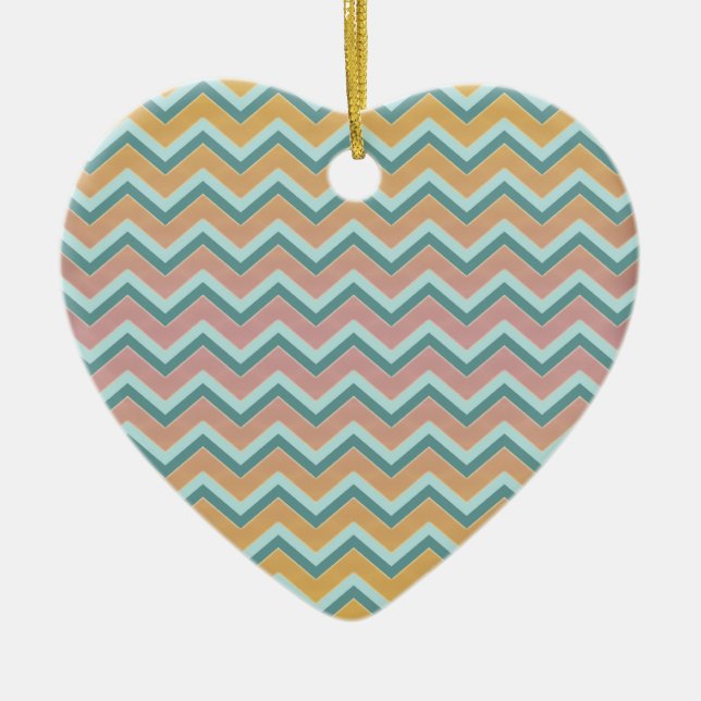 Soft Warm Colours ZigZag Ceramic Tree Decoration (Front)