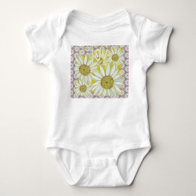 Soft Warm Feelings of Joy & Daisies  Baby Bodysuit (Front)