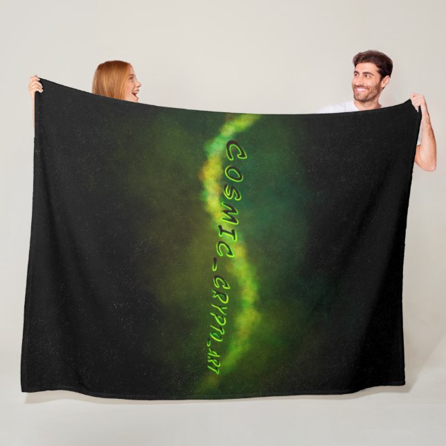 Soft Warm Fleece Blanket Cosmic Crypto Art Logo  (In Situ)