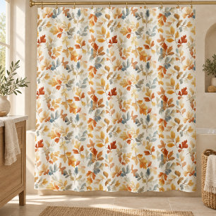 Soft Watercolor Autumn Leaves Shower Curtain