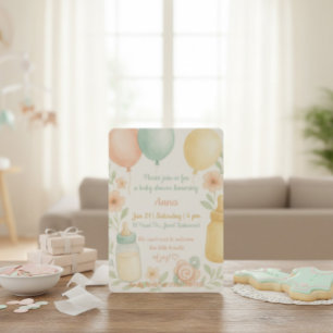 Soft Watercolor Baby Shower Invitation 