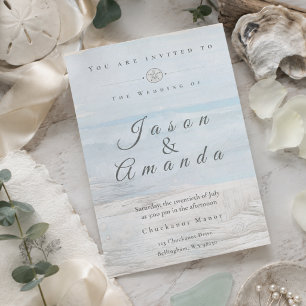 Soft Watercolor Beach Wedding Invitation