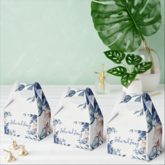 Soft Watercolor Blue Floral Favour Box