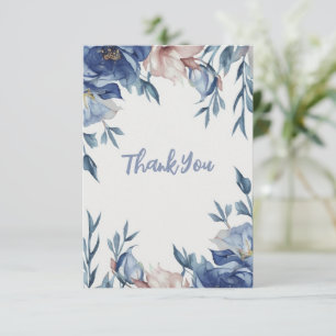 Soft Watercolor Blue Floral Thank You Card