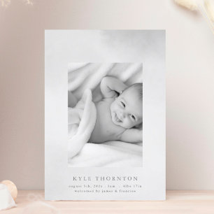 soft watercolor border photo baby birth announceme announcement