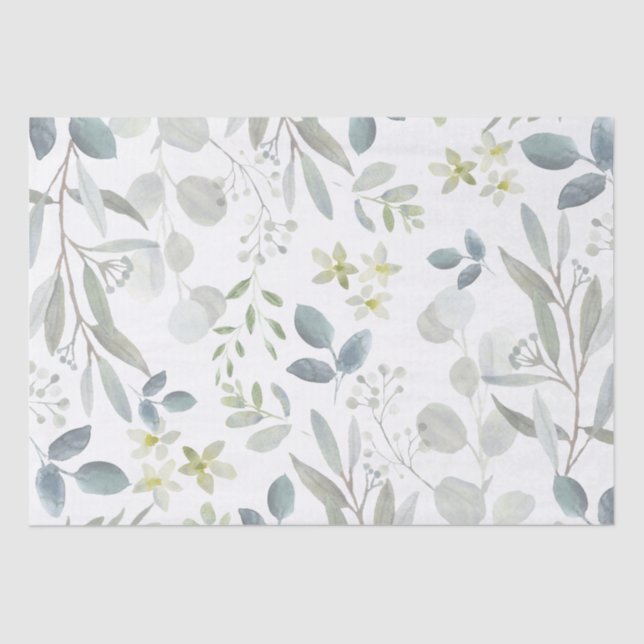 Soft Watercolor Botanical Greenery Eucalyptus Tissue Paper (Front)