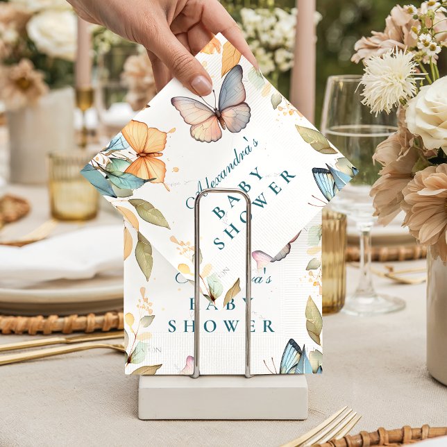 Soft Watercolor Butterfly Baby Shower Napkin (Creator Uploaded)
