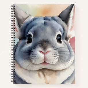 Soft Watercolor Chinchilla Portrait Notebook