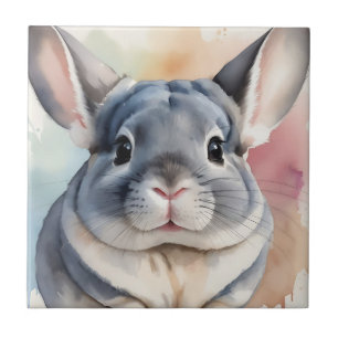 Soft Watercolor Chinchilla Portrait Tile