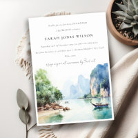 Soft Watercolor Coastal Thailand Seascape Birthday