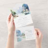 Soft Watercolor Coastal Thailand Seascape Wedding