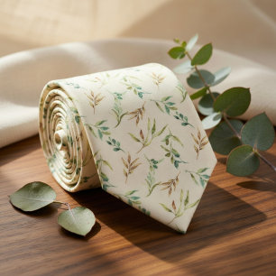 Soft Watercolor Eucalyptus  Tie