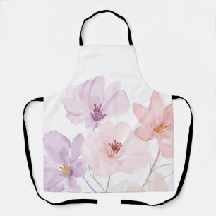 Soft Watercolor Floral Art – Pastel Pink and Laven Apron