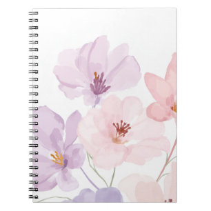 Soft Watercolor Floral Art – Pastel Pink and Laven Notebook