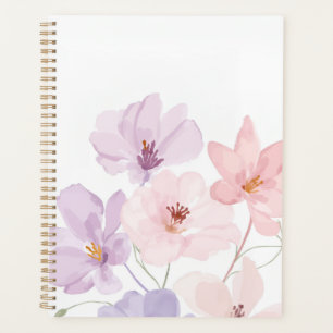 Soft Watercolor Floral Art – Pastel Pink and Laven Planner