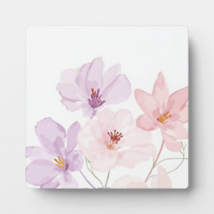 Soft Watercolor Floral Art – Pastel Pink and Laven Plaque
