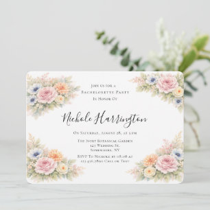 Soft Watercolor Floral Bachelorette Party Invitation