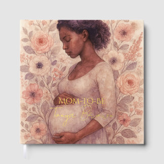 Soft Watercolor Floral Black Baby Shower Guest Book