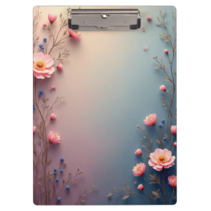 Soft Watercolor Floral Corners Elegant Botanical Clipboard