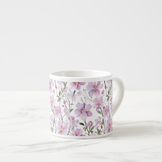 Soft Watercolor Floral  Espresso Cup (Front Right)