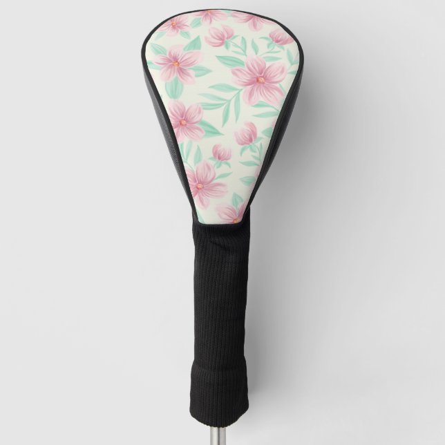 Soft Watercolor Floral Golf Head Cover (Front)