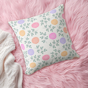 Soft watercolor floral pattern cushion