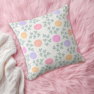 Soft watercolor floral pattern cushion