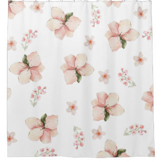 Soft Watercolor Floral Seamless Pattern Shower Curtain