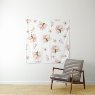 Soft Watercolor Floral Seamless Pattern Tapestry