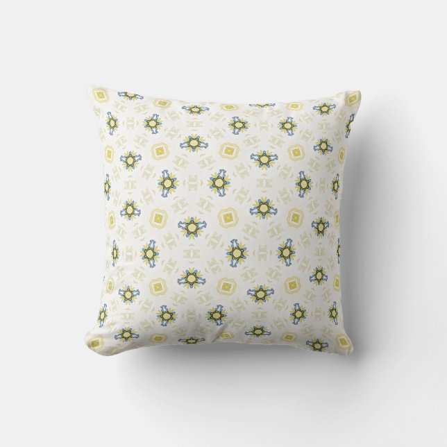 Soft Watercolor Floral Tile Pattern Cushion (Front)