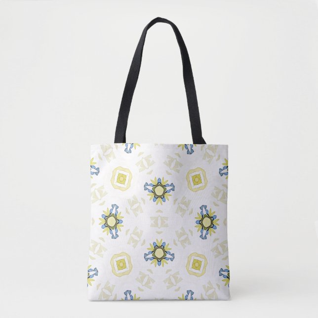 Soft Watercolor Floral Tile Pattern Tote Bag (Front)