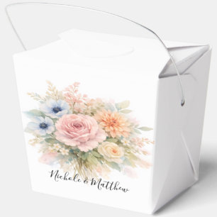 Soft Watercolor Floral Wedding Favour Box