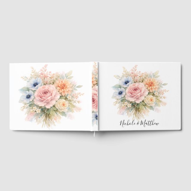 Soft Watercolor Floral Wedding Guest Book (Full)