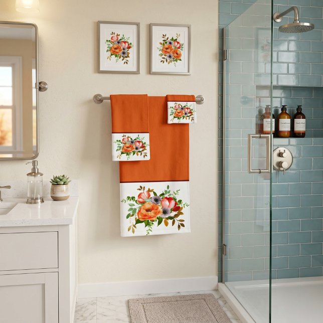 Soft watercolor flowers bath towel set (Creator Uploaded)