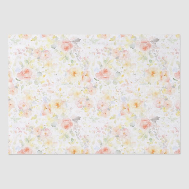 Soft Watercolor Flowers Elegant Romantic Tissue Paper (Front)